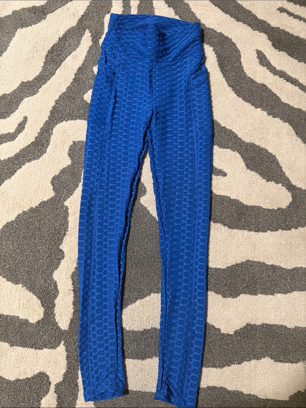 white birch Textured High-Waist Leggings - Blue